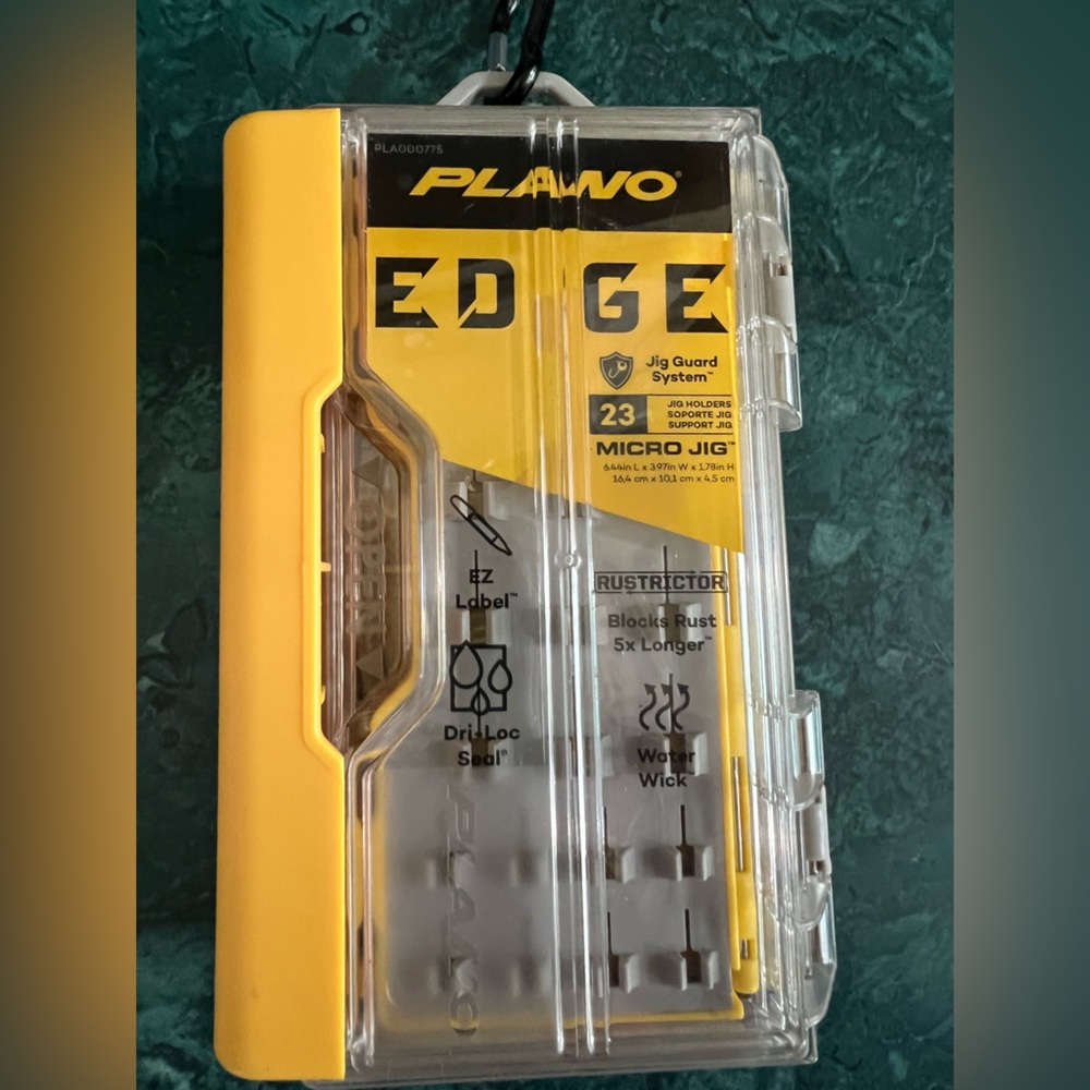 Plano Edge Tackle Box: 23-Slot Micro Jig & Edge Guard System - Yellow/Clear